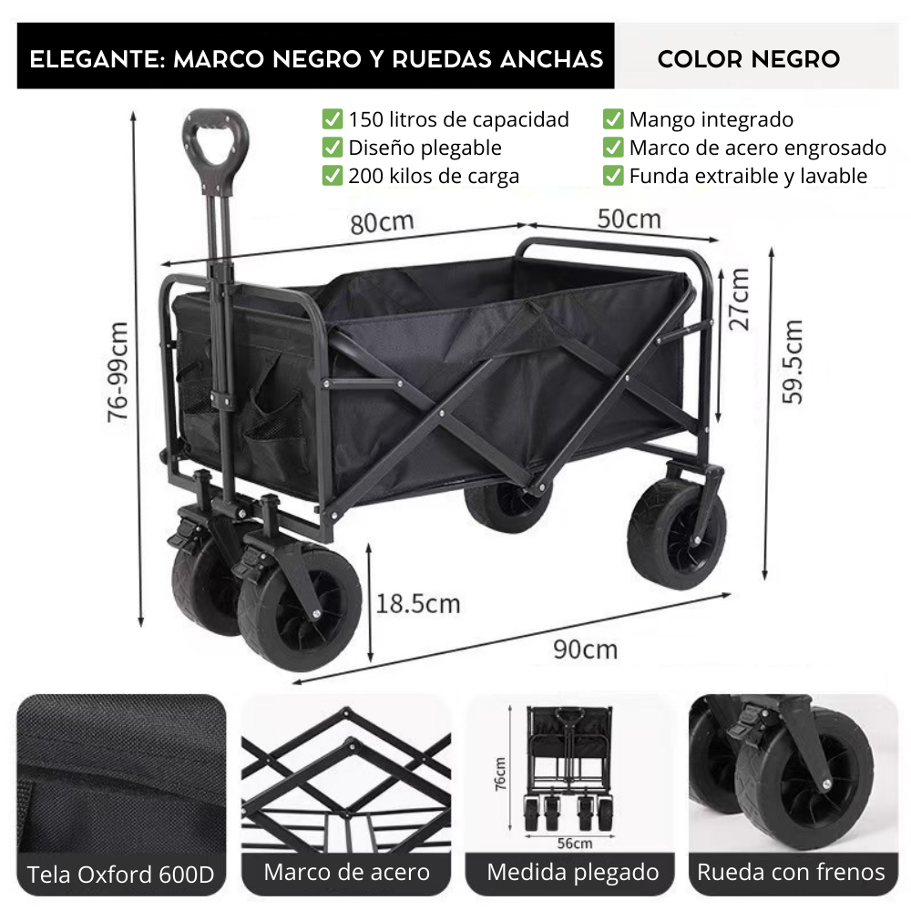 Carrito de Playa y Camping Plegable – Resistente e Impermeable FENGSEN