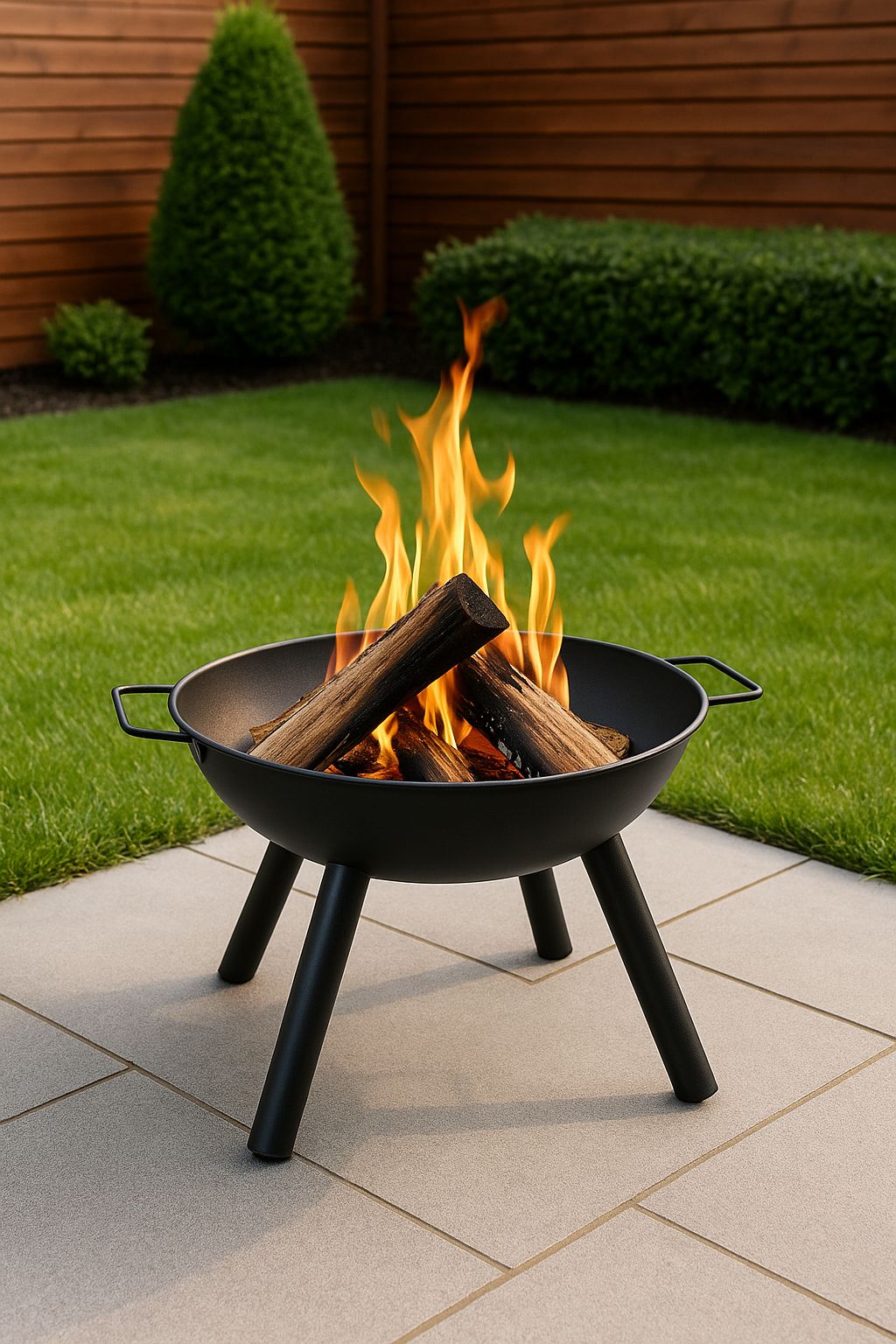 Brasero Portátil 2 en 1 de 43,5 cm — Parrilla de Carbón y Fuego para Jardín, Camping y Playa