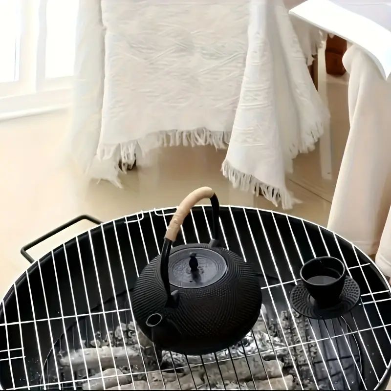 Brasero Portátil 2 en 1 de 43,5 cm — Parrilla de Carbón y Fuego para Jardín, Camping y Playa