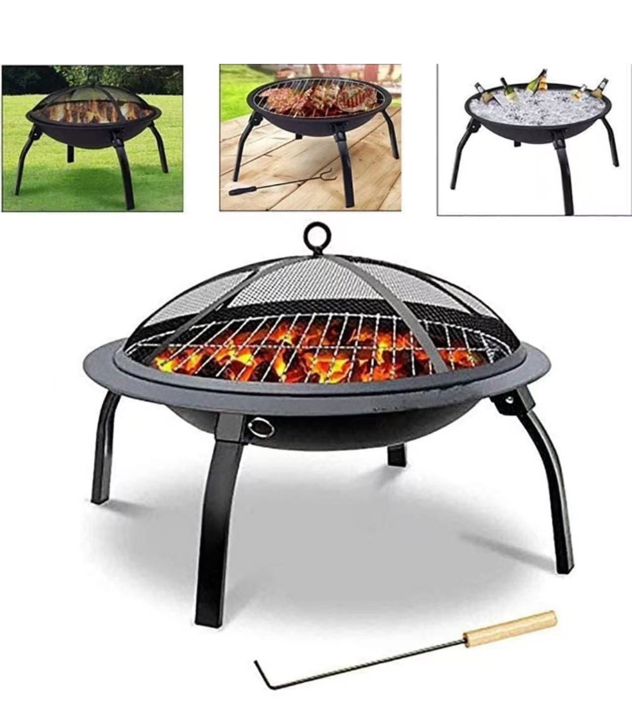 🔥 Brasero portátil de exterior con tapa de seguridad