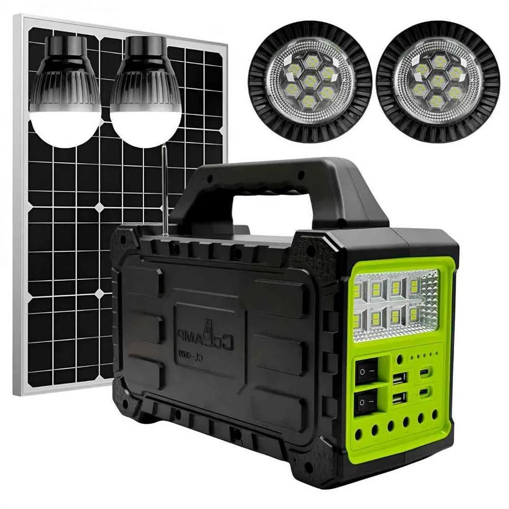 🔋 Generador Solar Portátil con Panel Solar y Bombillas LED