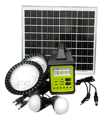 🔋 Generador Solar Portátil con Panel Solar y Bombillas LED