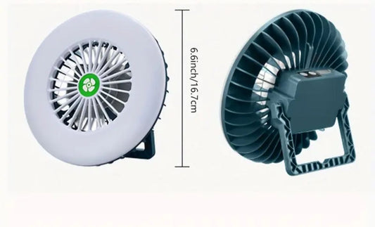💨 Ventilador de Escritorio y Camping con Luz LED – 2 Velocidades y Soporte Ajustable