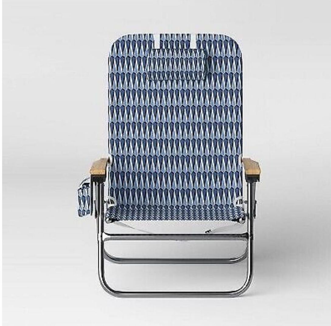 🪑 Silla plegable de playa con reposabrazos de madera