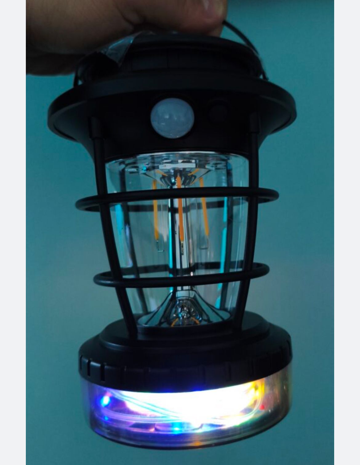 🏕 Farol LED Solar y Recargable – Sensor de Bruma, Luz Amarilla Regulable y Tira LED Decorativa