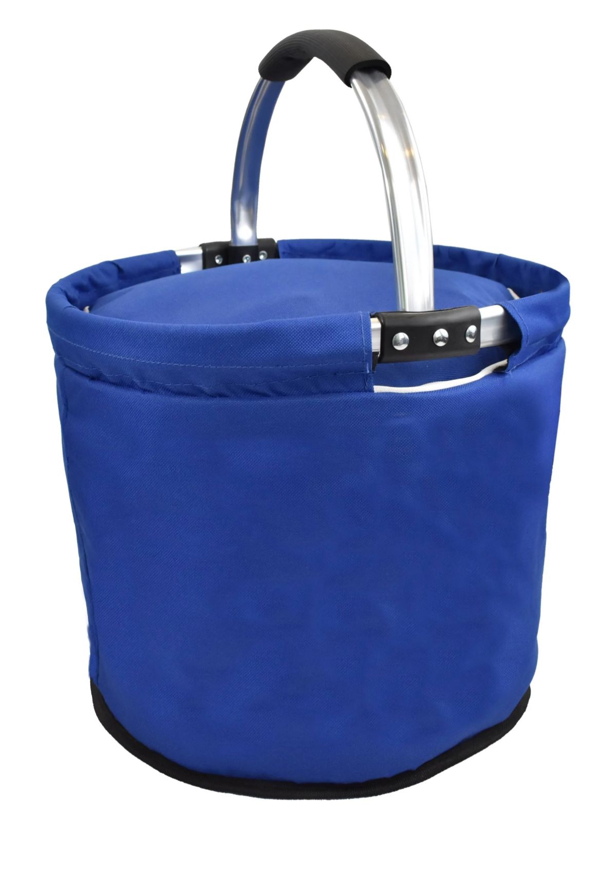 🧺 Cesta Redonda Plegable Azul con Asas de Aluminio 35x30 cm