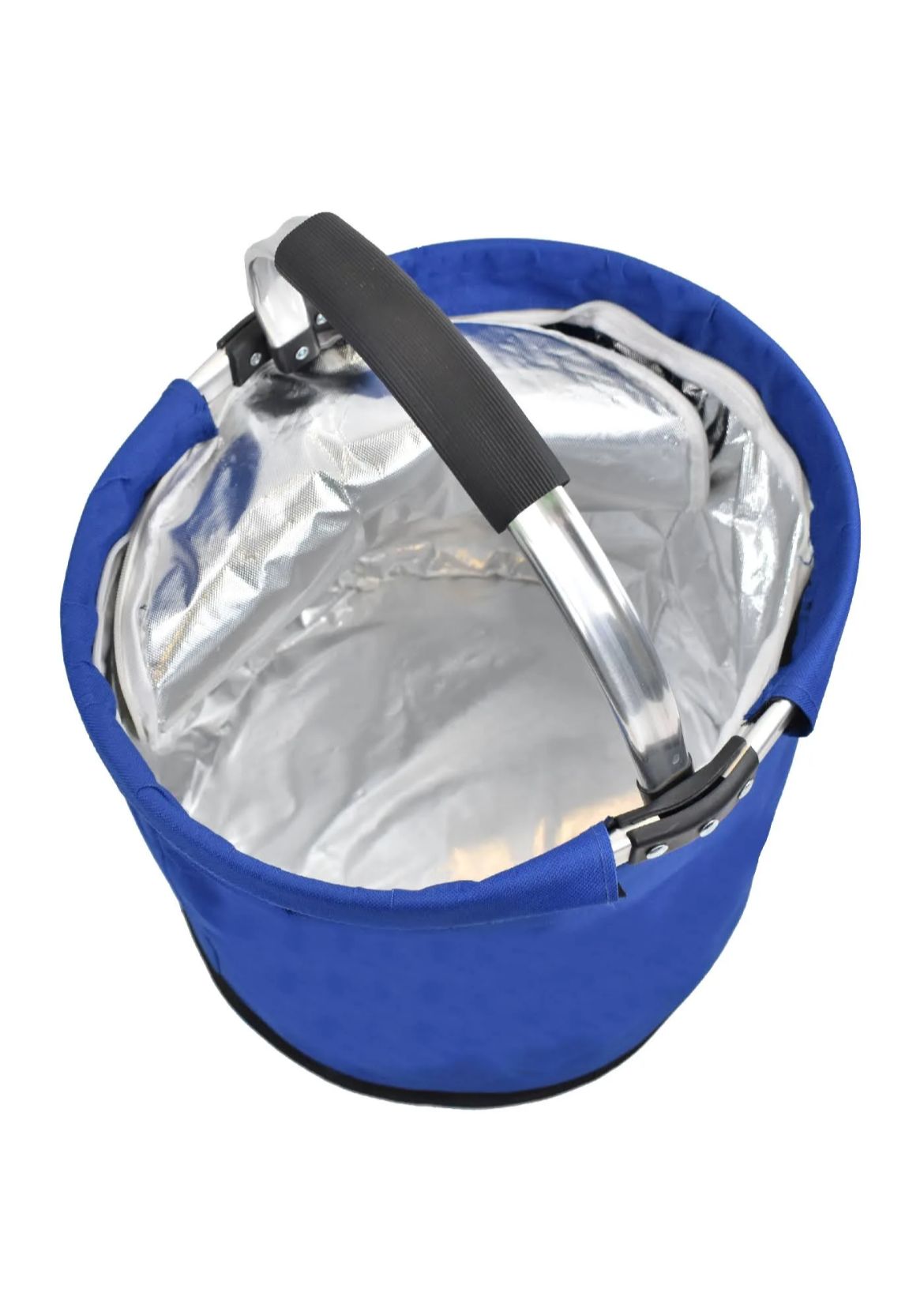 🧺 Cesta Redonda Plegable Azul con Asas de Aluminio 35x30 cm
