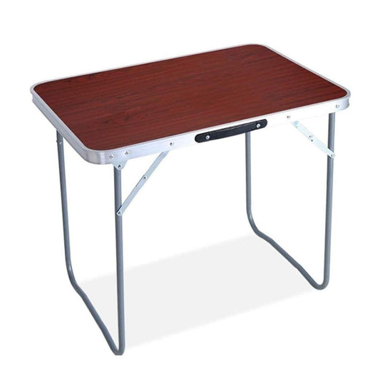 🪑 Mesa Plegable Marrón con Asa de Transporte