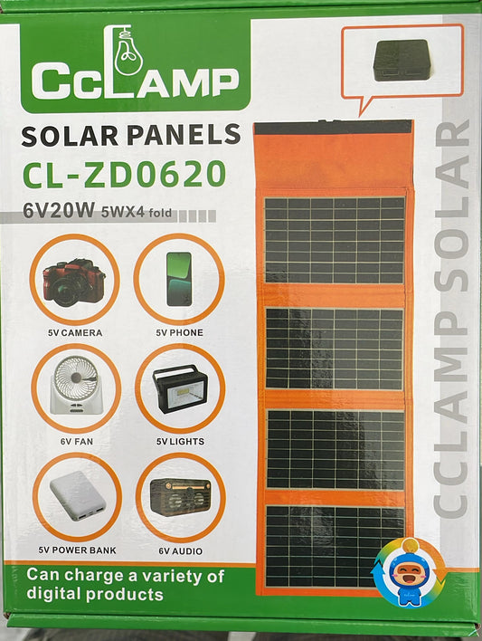 🌞 Panel Solar Portátil CCLAMP CL-ZD0620 – 20W