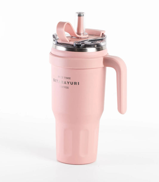 🌸 Vaso Térmico de Acero Inoxidable con Asa | Estilo 'Tumbler' y Pajita Reutilizable 1.1 lts (2464)