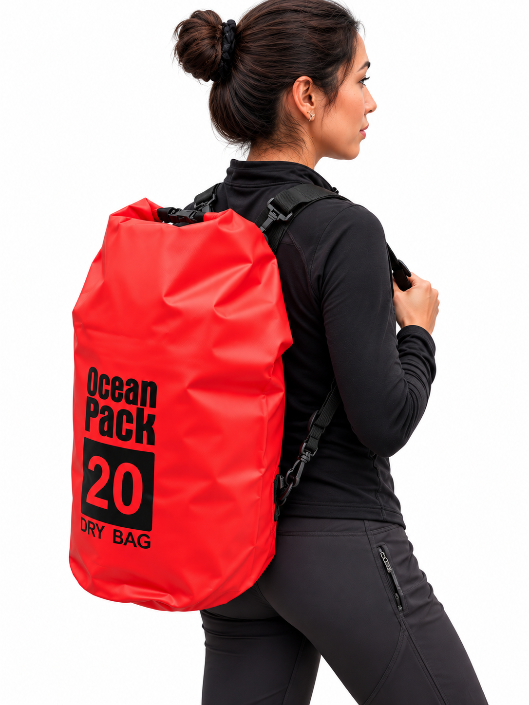 Mochila Bolsa Estanca Impermeable Ocean Pack 20L | 2 Correas Ajustables, Cierre Enrollable, Playa, Camping y Kayak