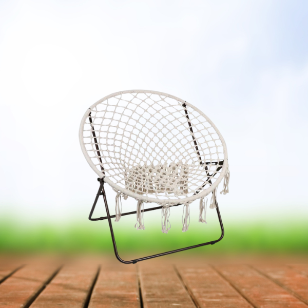 Silla macramé estilo boho para terraza - Plegable y resistente