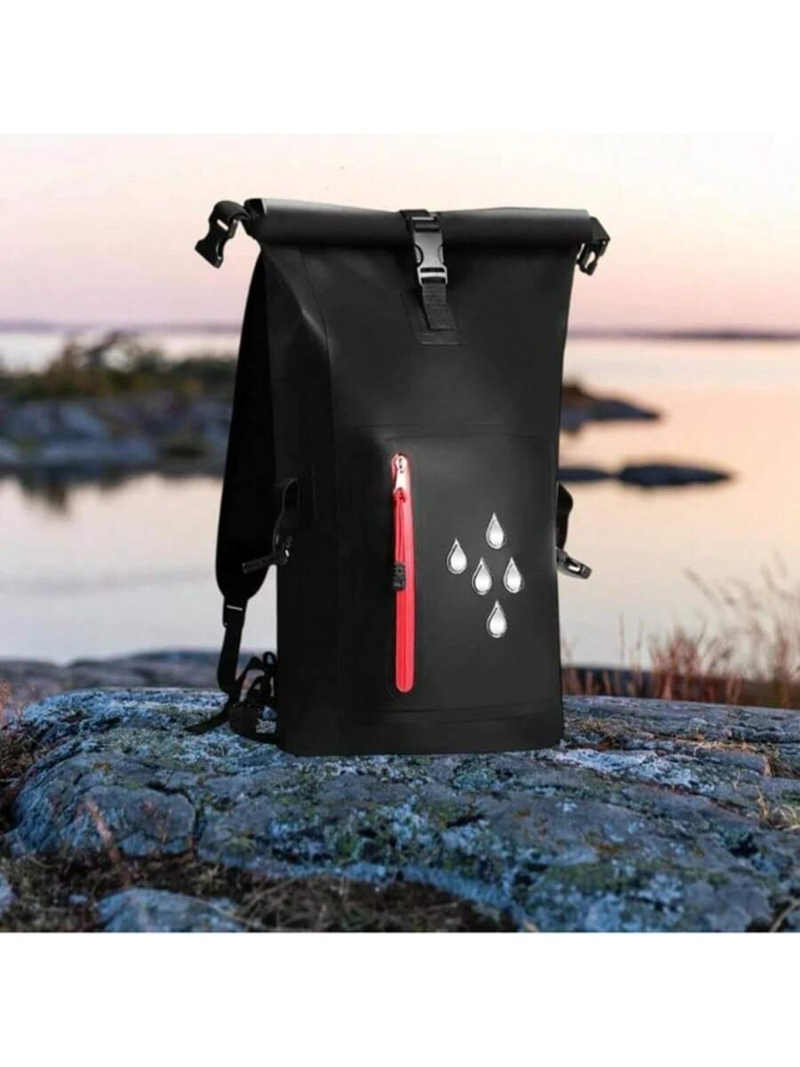 Mochila Impermeable 25L para Senderismo, Camping, Playa y Ciclismo – Bolsa Estanca con Cierre Enrollable, Ligera y Resistente al Agua – Disponible en Negro