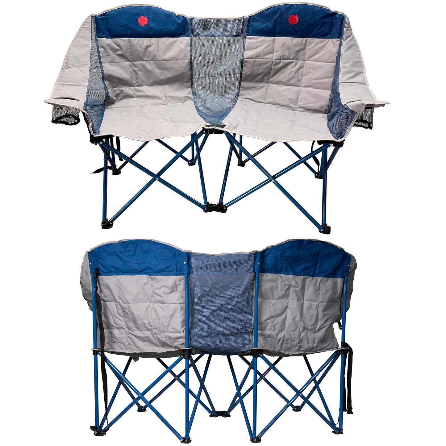 Silla de campamento plegable doble con ajuste circular y respaldo acolchado