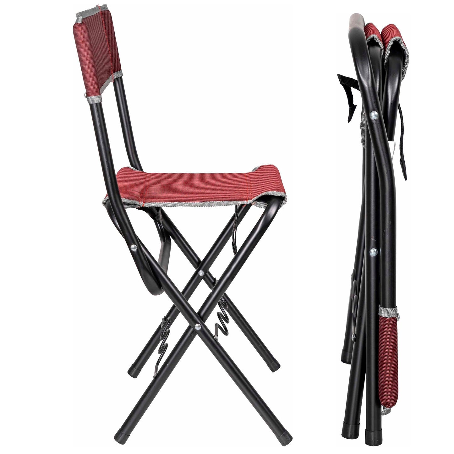 Silla Plegable de Camping con Respaldo y Soporte para Cañas de Pescar FENGSEN
