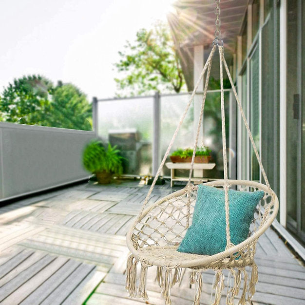 Silla Colgante de Macramé – Diseño Boho, Ideal para Interiores y Exteriores FENGSEN