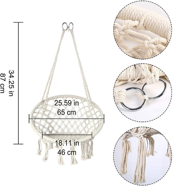 Silla Colgante de Macramé – Diseño Boho, Ideal para Interiores y Exteriores FENGSEN
