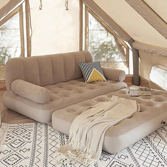 FENGSEN Sofá Cama Inflable Plegable Doble 190*150*65 cm con Bomba Eléctrica – Ideal para Hogar y Camping