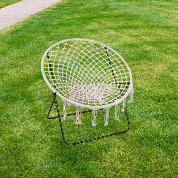 Silla macramé estilo boho para terraza - Plegable y resistente