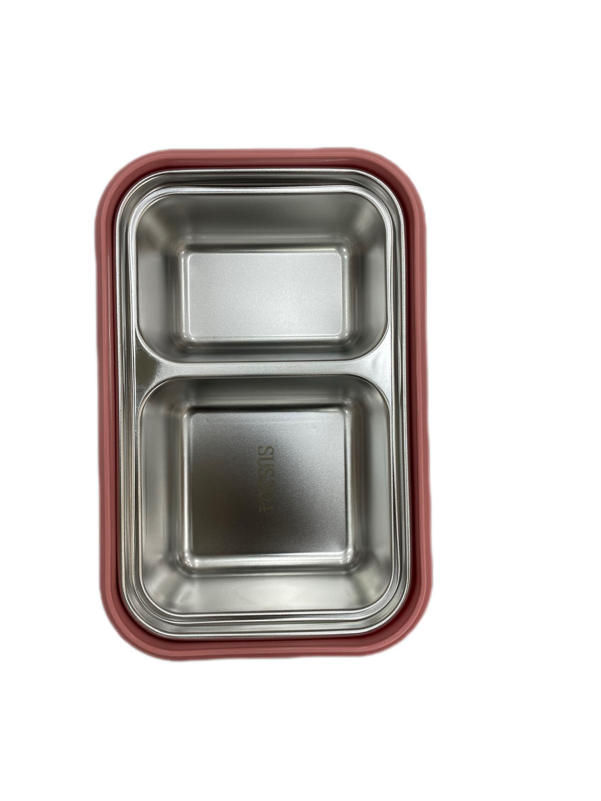 Caja de Almuerzo con Bandeja de Acero Inoxidable – Hermética y Portátil
