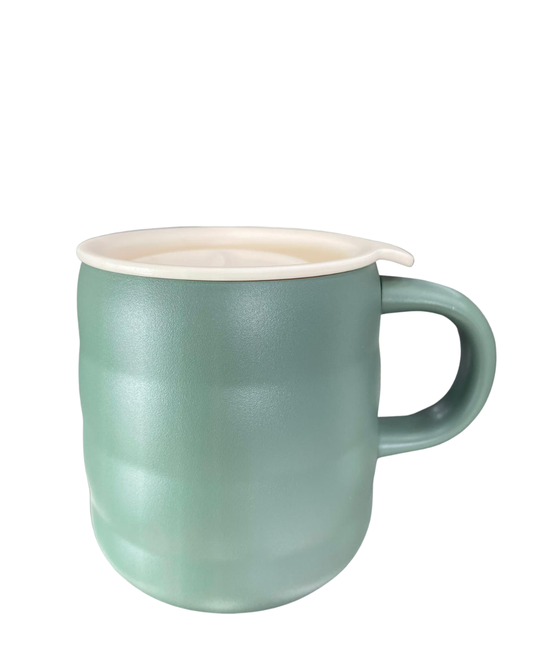 ☕ Taza de Cerámica "Ripple" con Tapa - Estilo Minimalista y Funcional (2470)