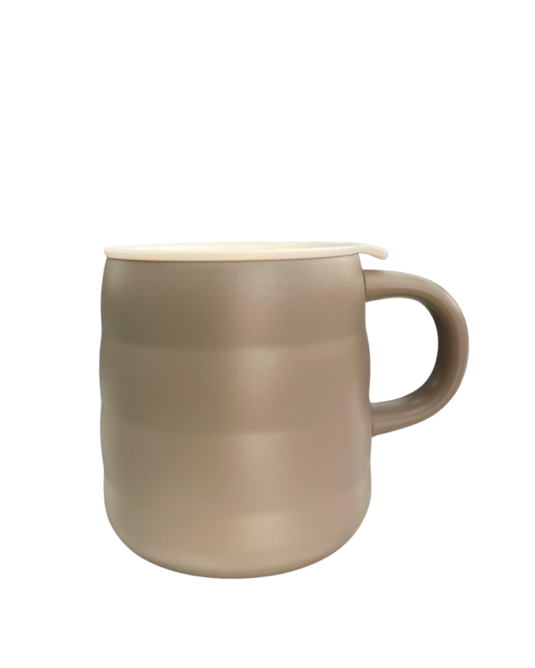 ☕ Taza de Cerámica "Ripple" con Tapa - Estilo Minimalista y Funcional (2470)