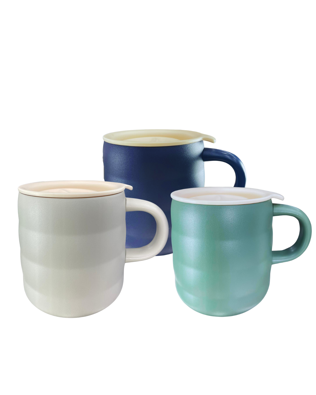 ☕ Taza de Cerámica "Ripple" con Tapa - Estilo Minimalista y Funcional (2470)